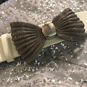 Cute little white silver bow watch bracelet
